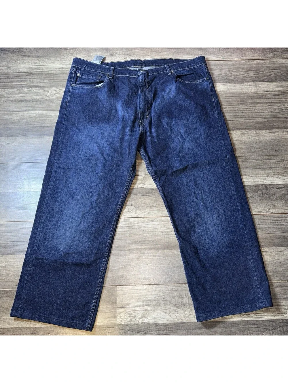 Levi’s 505 Jeans Men’s 42x25 Dark Blue Straight Leg Button Fly Custom Hem